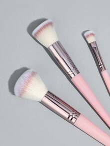 10pcs Professional Makeup Brush Set With Velvet Storage Bag, Soft Bristles, Easy To Carry, Includes Foundation Brush, Eyeshadow Brush, Blending Brush, Eyebrow Brush, Suitable For Travel Makeup Use, Set Contains Multiple Makeup Brushes - Pink - View 5
