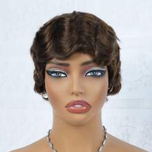 Finger Wave Wig Human Hair Wig Pixie Cut Wig Brown Wig Women's Short Hair Wig Retro Style Suitable For All People - S4 - View 7