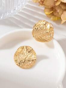 1 Pair Minimalist Metal Punk Style Geometric Square Stud Earrings, Suitable For Versatile Commute Wear - Yellow Gold - View 5