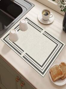 1pc Modern Minimalist Double Layer Geometric Frame Line Floor Mat, 3.5mm, Cuttable, Kitchen Non-Slip Mat, Absorbent And Dirt-Resistant, Suitable For Kitchen, Bathroom, Entrance, Living Room, Bathroom Floor Mat, Hallway Carpet, Outdoor Garden Door Mat. - Multicolor - View 1