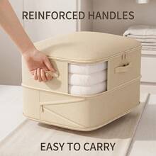 4x Large Collapsible Clothes Storage Bags With Zips, Bedding & Blanket Storage Organisers For Bedroom Wardrobe - Champagne - View 12