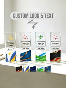 1件客製化刻字獎盃，含Logo文字，個性化壓克力獎牌，企業表彰、員工感謝、體育賽事、商務典禮員工獎勵 - 彩色 - 查看 2