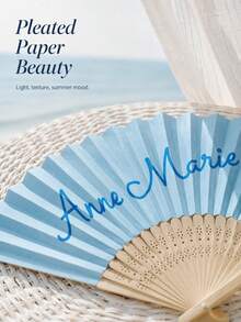 2pcs Personalized Colorful Fans, Vintage Curved Font, With Storage Bag, Customizable With Any Text, Name Or Quote, Business, Wedding Or Event Gift, Suitable For Wedding, Tea Party, Bridesmaid, Wedding Party, Teacher's Day, Halloween - Multicolor - View 6