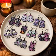 Halloween Keychain Party Gift Bag 2D Flat PVC Halloween Element Shaped Pendant Classic And Practical Design Decorative Item Perfect Party Gift Bag Filler Charming Small Gift Keychain Room Decor Home Decor Halloween Decor - A - View 3