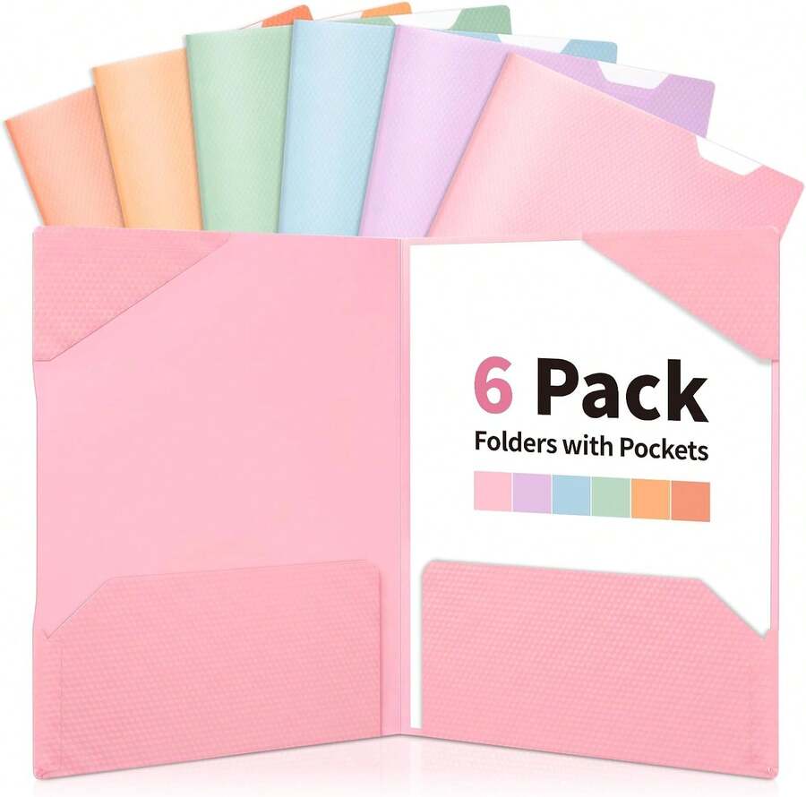 6 Pack Folders With Pockets, 2 Pocket Folders | With Writable Category ...