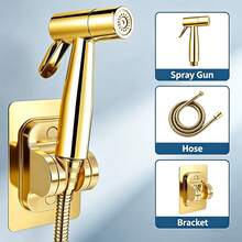 Gold Bidet Sprayer Set, Handheld Toilet Spray Gun With Hose And Wall Mount Bracket, Bathroom Cleaning Sprayer - Spray Gun - View 1