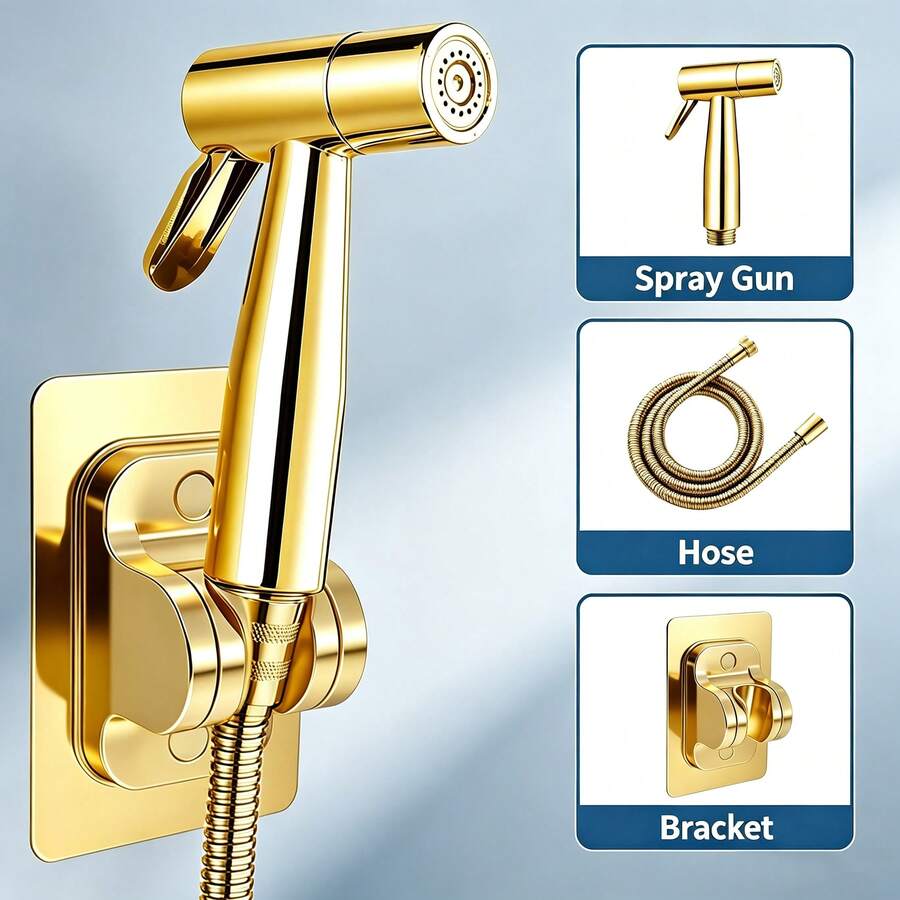 Gold Bidet Sprayer Set, Handheld Toilet Spray Gun With Hose And Wall Mount Bracket, Bathroom Cleaning Sprayer - Spray Gun - View 1