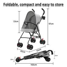 3 In 1 Stroller For Dogs Up To 25kg, Foldable, Portable, Large Pet Basket For Small/Medium Dogs And Cats, 360° Double Wheels - Light Grey - View 5