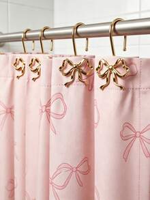 24/12pcs Shower Curtain Hooks, Rust-Proof Zinc Alloy Curtain Rings, Decorative Bow-Shaped S-Hooks, Suitable For Bathroom, Bedroom, Living Room, Home Decor, Holiday Party, Hotel - Multicolor - View 10
