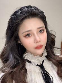 2/1pc Exquisite Rhinestone Headband, Versatile High-End Outdoor Headpiece For Women, Elegant High Crown Hair Accessory, Essential For Face Washing, Women's Hairstyle Accessory - Multicolor - View 5