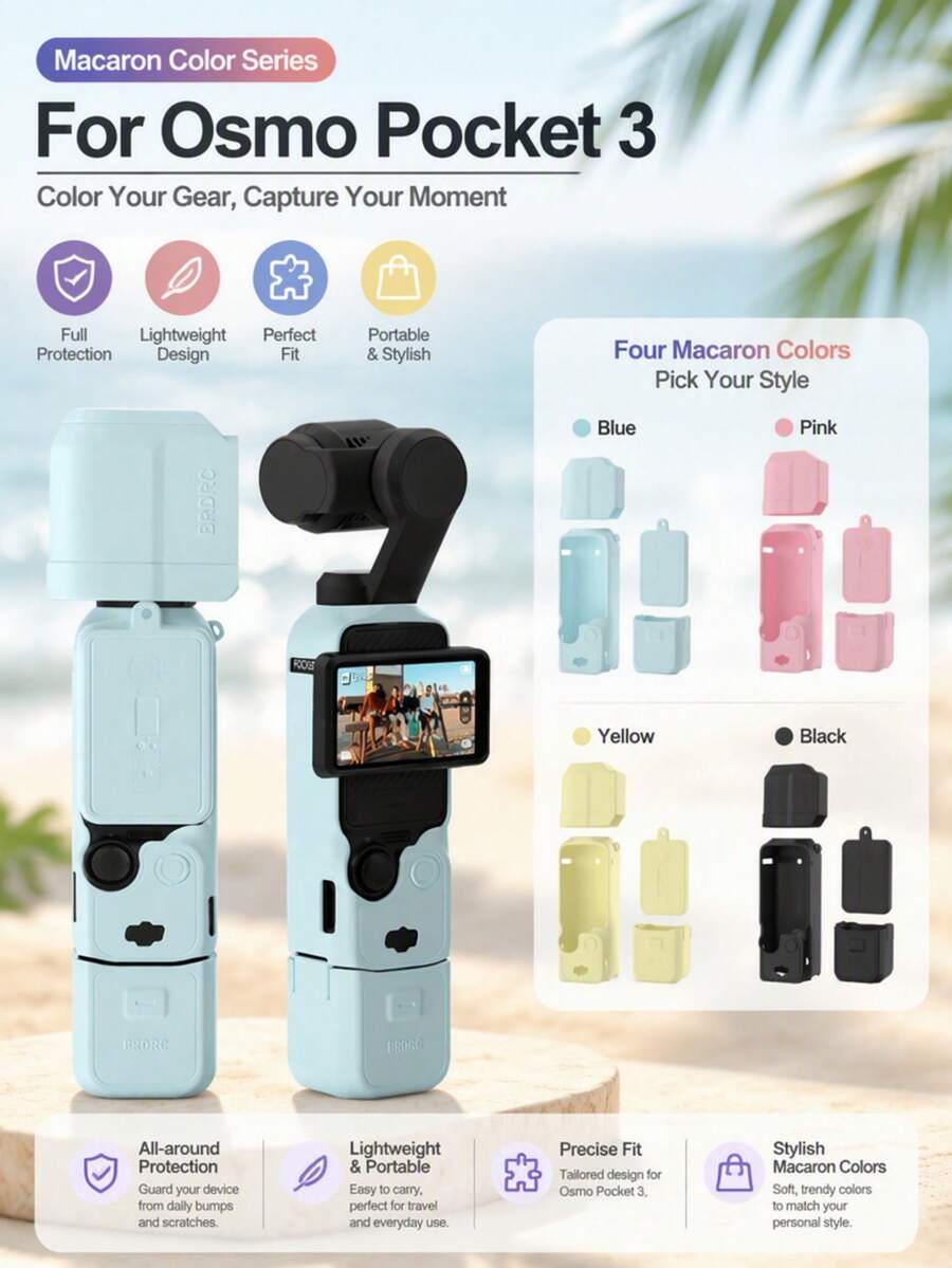 Silicone Protective Case Compatible With DJI Osmo Pocket 3, Gimbal Protective Cover, Lens Protective Film, Anti-Scratch Protective Cover, Anti-Collision Protective Case, Soft Silicone Protection, Dust-Proof Accessories, Camera Shell Accessories - View 1