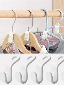 25/50pcs Connecting Hooks, Mini Connecting Hooks, Space-Saving Hangers, Connecting Hooks, Wardrobe Stacking, Tie Rack, Multi-Function Hooks - White - View 5