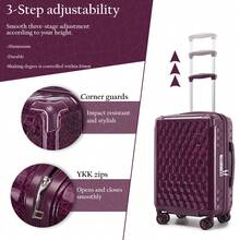 Sea Choice Luggage Sets 3 Piece Hard Shell PC+ABS Durable Suitcases With Cosmetic Case Trolley Travel Suitcase - Purple - View 8