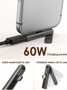Foldable Phone Stand Charger Adapter, Type-C To Lightning/USB-C, Lightning To Type-C, 240W PD Stand Adapter With Foldable Phone Stand Extension, For Data Transfer On Smartphones, Tablets, Laptops - Multicolor - View 7
