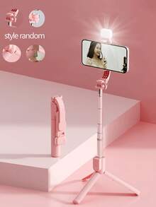 1pc 67in/170cm Portable Selfie Stick With Wireless Remote & Fill Light, Extendable Tripod Stand Compatible With IPhone 15/14 Pro Max/13/12/11 Android Smartphones, Black/Pink/White Available, For Photography, Videography And Live Streaming - Multicolor - View 20