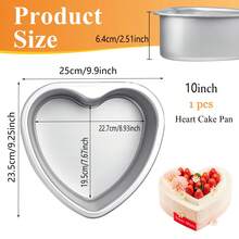 Heart Shaped Cake Pan With Removable Bottom, Nonstick Aluminum Cheesecake Mold, Mother's Day Birthday Wedding Bakeware - Silver - View 14