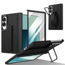VIETAO 時尚設計相機支架手機殼，相容 Galaxy Z Fold 4 5 6 7 8 Ultra，便攜式腕帶手機保護套 - 黑色 - 查看 8