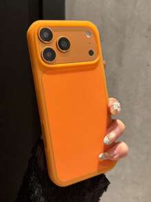 磨砂親膚果凍軟手機殼，適用於 iPhone 18 Pro Max 18Pro 17 Promax 17Pro 17 16 15 14 13 Pro Max，超薄液態矽膠防震保護後蓋 - 橘色 - 查看 3