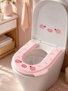 1pc Thickened Waterproof EVA Toilet Seat Cushion, Soft & Warm All Seasons, Anti-Pinch Design, Universal Bathroom Toilet Lid, With Handle, Easy To Remove And Wash, Cute Style, Suitable For Women - Multicolor - View 10