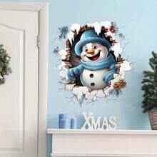 1pc Christmas Tree & Snowman Wall Decal Sticker, Self-Adhesive Removable PVC Material, Suitable For Living Room, Bedroom, Study Glass, Home Decor, Christmas Decoration - A - View 7