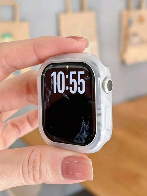 1pc White Hard PC Personalized Hollow Anti-Collision Protective Case, Suitable For Apple Watch SE/11/10/9/8/7/6/5/4 Series, Smartwatch Accessories