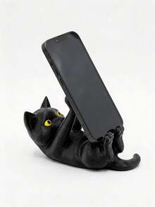 1pc Black Cat Phone Holder (Lying Position), Cute Cat Design, Suitable As Decorative Accessory For Office, Bedroom And Dining Table, Exquisite Ornament, Perfect Gift For Friends - Multiple Styles - View 9