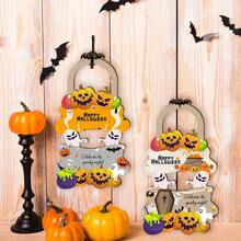 2pcs Halloween Hanging Decorations - Pumpkin & Bat Pattern With "Happy Halloween" Slogan, Suitable For Various Holiday Door Decor, Such As Christmas, Thanksgiving, Halloween Decorations, Christmas Decorations - 2pcs - View 1