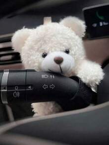Car Interior Gear Shift Lever Decor, Fashionable Creative Women's Gear Shift Decor, Can Be Installed On Gear Shift Lever, Turn Signal Lever Or Wiper Lever, Soft Panda Decor Piece, Easy To Install, Suitable For Most Car Models - A - View 4