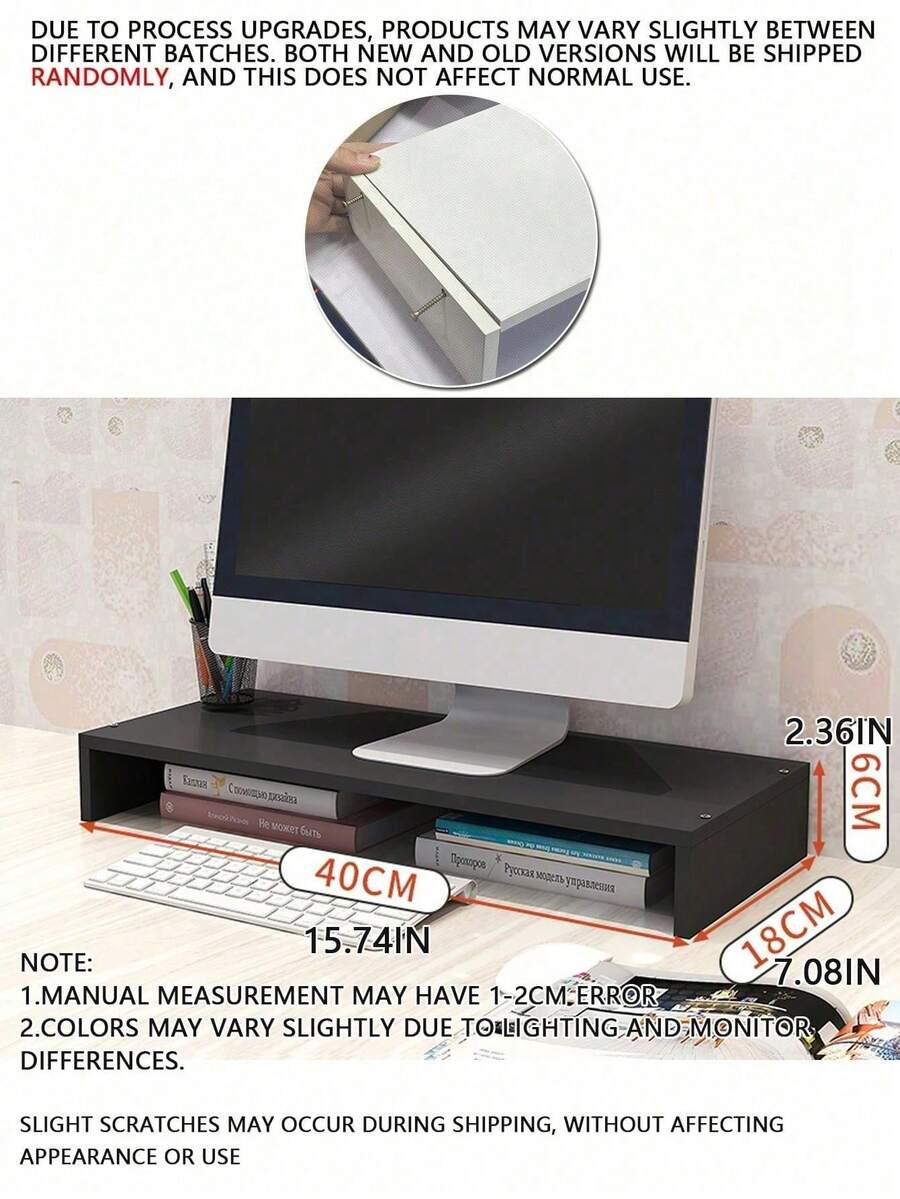Soporte Ajustable para Monitor de Portátil, Estante Ergonómico de Escritorio, Organizador de Almacenamiento para Oficina, Ajuste de Altura que Alivia la Fatiga Ocular y el Dolor de Espalda, Tamaño Grande, Cómodo para Uso Prolongado en el Trabajo - Negro - Ver 1