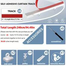 Adhesive Curtain Track For Smooth Ceiling Or Wall - Ceiling Curtain Track, Curtain Rod, Ceiling And Wall Installation, Window, Shower Curtain, RV, Dorm, Adhesive Curtain Rod (Non-Flexible), Length Can Be Spliced And Cut - 1PC - View 18