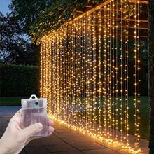 Luces de Cortina con Batería, 8 Modos de Iluminación, Luces Decorativas para el Hogar y Dormitorio, Luces de Cortina para Decoración Interior, Luces Decorativas para Bodas y Fiestas, Regalo de Cumpleaños, Decoración de Ambiente Festivo, Despedida de Soltera - Cortina de luces con caja de baterías - Ver 10