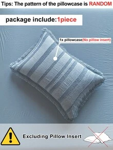 1pc Deep Blue Tufted Tassel Pillowcase, Vintage Minimalist Modern Decorative Throw Pillow Cover, All-Season Home Decor Long Pillowcase, Machine Washable, No Filling Included - Blue - View 4