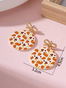 1 Pair Thanksgiving Bow Chicken Leg Pumpkin Pie Earrings, Women's Fashion Jewelry - Multicolor - View 4