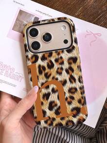 1 Peça Capa de Telefone Personalizada com Estampa de Leopardo e Letra Personalizada, Estilo Celebridade, Presente de Aniversário, Presente do Dia dos Namorados, Presente de Aniversário, Presente de Casamento, Presente do Dia das Mães, Presente do Dia dos Pais, Presente para Melhor Amigo, Presente para Mãe/Pai, Presente para Namorado, Presente para Namorada, Capa Rígida com Filme Brilhante 2 em 1 de Cobertura Total Compatível com iPhone 11/12/13/14/15/16/17 Pro Max - Multicolorido - Visão 7