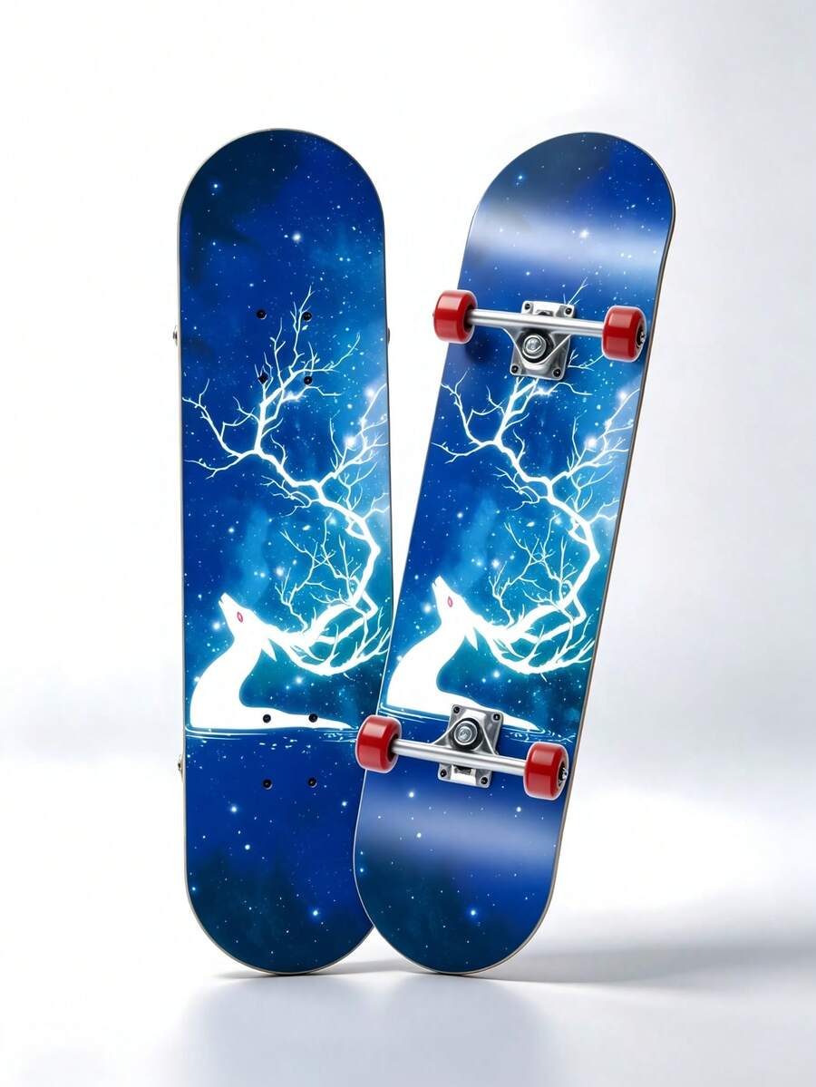 1 Pack Skateboard, Beginner 4-Wheel Double Kick Skateboard Set, Unisex Skateboard For Teens, Outdoor Sports Suitable For Stadiums & Parks - A - View 1