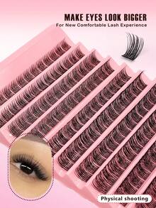 Asiteo 130pcs D-Curl Voluminous Fluffy False Eyelash Clusters, Tulle Cluster Lashes, 10-16mm Mixed Natural Eyelash Extensions, Curled Single Lashes, Cartoon-Style Growth Lashes, Suitable For Beginners Home Use - D - 查看 5