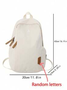 Dedoo Mochila de lona con cremallera, patrón de letras de unicolor, colgante de cereza, gran capacidad, mochila escolar para estudiantes, campus universitario, mochila para volver a la escuela - Beis - Ver 8