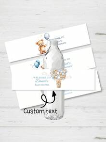 UNICCUT 30pcs Customized Cute Teddy Bear Water Bottle Label Stickers For Baby Shower, Baptism, Birthday, Christening, Personalized Gender Reveal - Multicolor - View 1