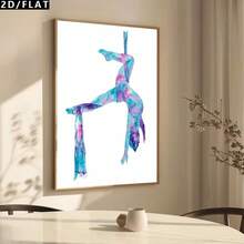 3PCS Modern Cartoon Realistic Art Style Air Ladies Silk Art Yoga Painting Oil Painting Canvas Painting Wall Art Decoration, Watercolor Color Air Dance Printing Poster Pictures Room Decoration, Corridor, Study, Bedroom Wall Decor(No Frame/Framed) - Cartoon - View 6