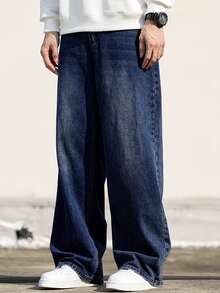 Teenager Casual Loose Fit Vintage Denim Jeans - Royal Blue - View 5