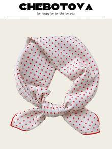 1pc 55X55CM Multicolor Polka Dot & Floral Print Square Scarf Headwrap Hairband Versatile Scarf Suitable For Daily Use - Multicolor - View 3