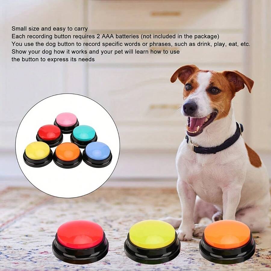 2pcs Pet Sound Toys Recordable Pet Toy Buttons With Pads, Pet Interactive Toys, Portable Recording Button Party Sound Maker, Pet Toys Without Batteries - Multicolor - View 1