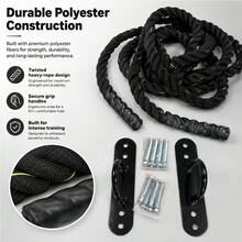 RAVIAN 8.5M Battle Rope With Wall Mount Kit, Heavy Duty Exercise Training Rope With Non-Slip Handles, Includes 2 Wall Hooks & 8 Anchor Bolts For Home Gym Strength Training - A - View 2