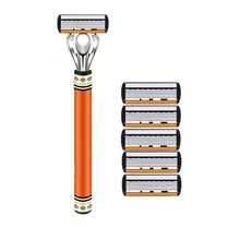 Men's Manual Shaving Kit - Ultra-Sharp 6-Blade Head, Replaceable Blades, Ergonomic Handle Design, Essential For Precise And Smooth Shaving, Reusable Replacement Blades, Perfect Gift For Father's Day And Birthday (Gift Box Not Included) Halloween, Christmas - Multicolor - View 13