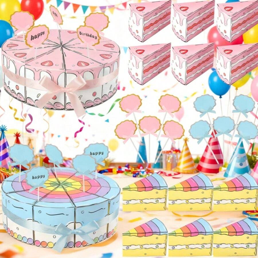 20 Pcs Triangle Gift Boxes With 20 Pcs Toppers 2 Pcs Ribbons Cute Candy Containers Durable Cardboard Party Favor Boxes For Back To School Shower Weddings Birthdays Gift Wrapping Party Decoration - Gift Box - View 1