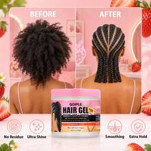 Goiple Hair Gel, Hair Gel And Crocodile Clips, Strong Hold, 13.4 Oz, Edge Control & Dreadlock Twist Wax, High Shine, No Flaking, Tame Frizz, Strawberry Scent, Suitable For Braids & Cornrows, Hair Styling Cream, Suitable For All Types Of Braids - Full Size - View 5