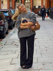 Women's New Autumn Round Neck Knit Long Sleeve Top, Gentle Daily Commute College Style - Grey - View 2