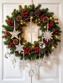 12pcs/3pcs Acrylic Crystal Snowflake Hanging Ornaments; Transparent Icicle, Star And Snowflake Christmas Tree Decorations; Winter Theme Party Decor; Holiday Wreath; And Fireplace Hanging Decor. - Multicolor - View 8