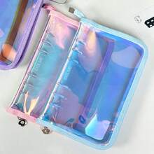 1pc A6 Laser Rainbow Loose-Leaf Binder, Zippered Planner, Large Capacity Sticker Storage Bag, Stationery Organizer, Detachable Inner Pages Multi-Functional Binder, IDOLME, Suitable For K-Pop Photo Album, Sticker Book, Savings Plan Book, Nail Art Storage, Diary, Notebook, School Supplies, Office Supplies, Back To School Supplies - A6 - View 3