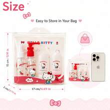 Miniso Hello Kitty Portable Travel 4 Pieces Set, Lovely Cartoon Toiletry Storage Bag, Waterproof Lightweight Organizer, Cosmetic Skincare Container For Outdoor Trip, Business Travel And Vacation(1 PC) - Multicolor - View 9